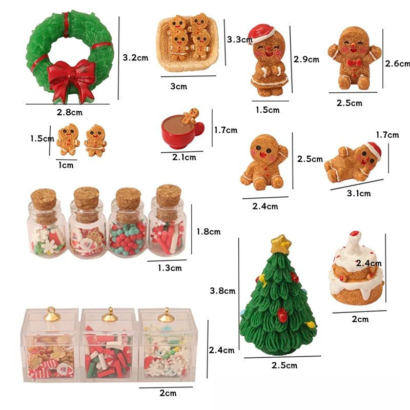 22Pcs/Set Dollhouse Mini Creative Christmas Candy Biscuit Accessories Model Miniature Scene Xmas Kids Toys DIY Decoration