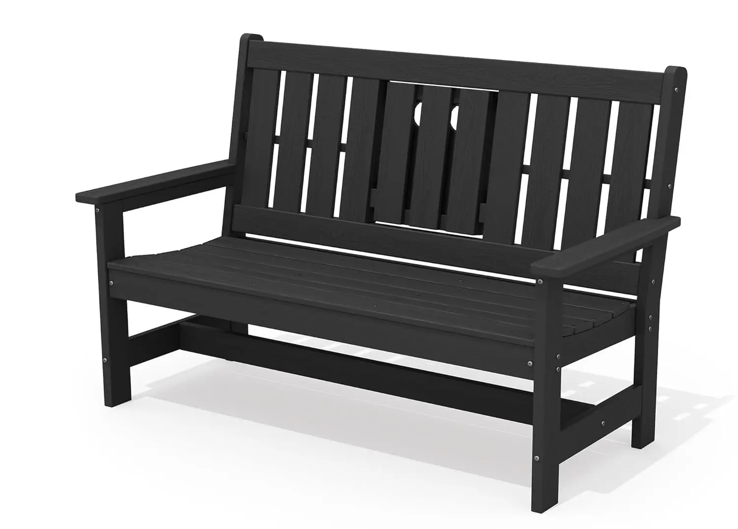 

Уличная скамейка с подстаканником, 58-дюймовая скамейка из HDPE для сада и парка, подходит для 3 человек, всепогодная, для патио, с возможностью индивидуального заказа