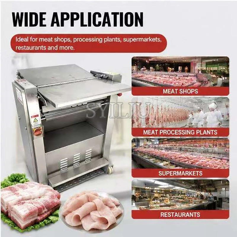 Factory Wholesale Electric Meat Slicer Motor Pork Rind Lamb Pig Beef Skin Fat Remover High Productivity Slice Peel Cut Machine