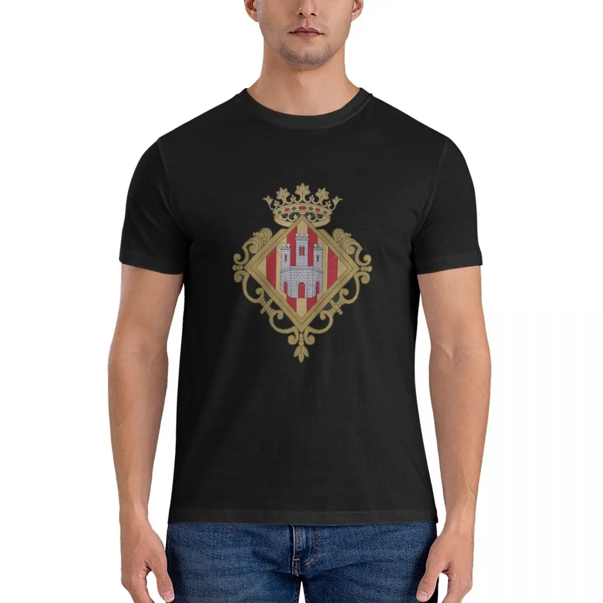 Castellon De La Plana Coat Of Arms T-Shirts for Men deportivo castellon 100% Cotton Tee Shirt Round Neck Short Sleeve T Shirts