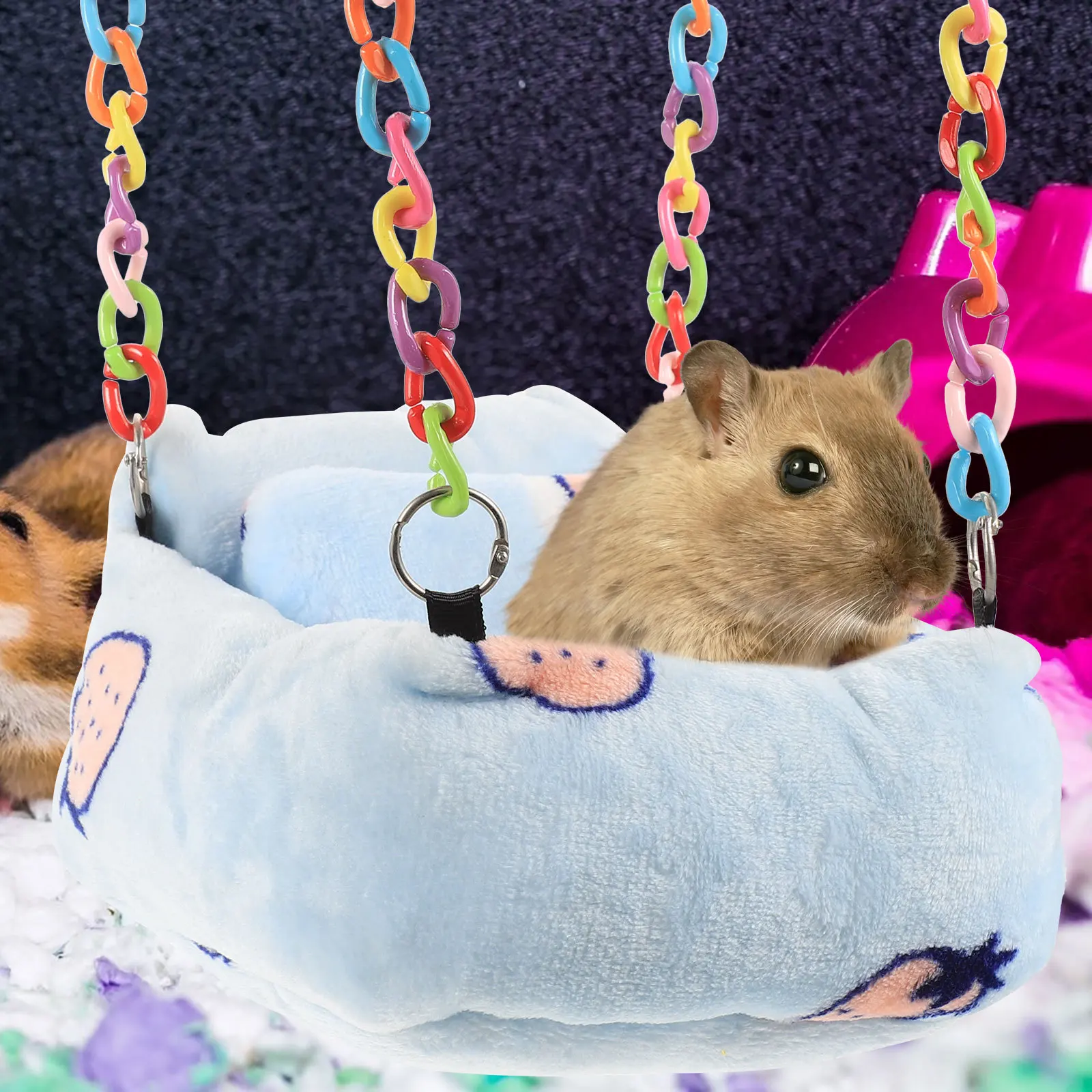 

Colorful Hanging Hammock for Small Pets Comfortable Breathable Bed Cage Accessory for Hamsters Chinchillas Guinea Pigs Rats