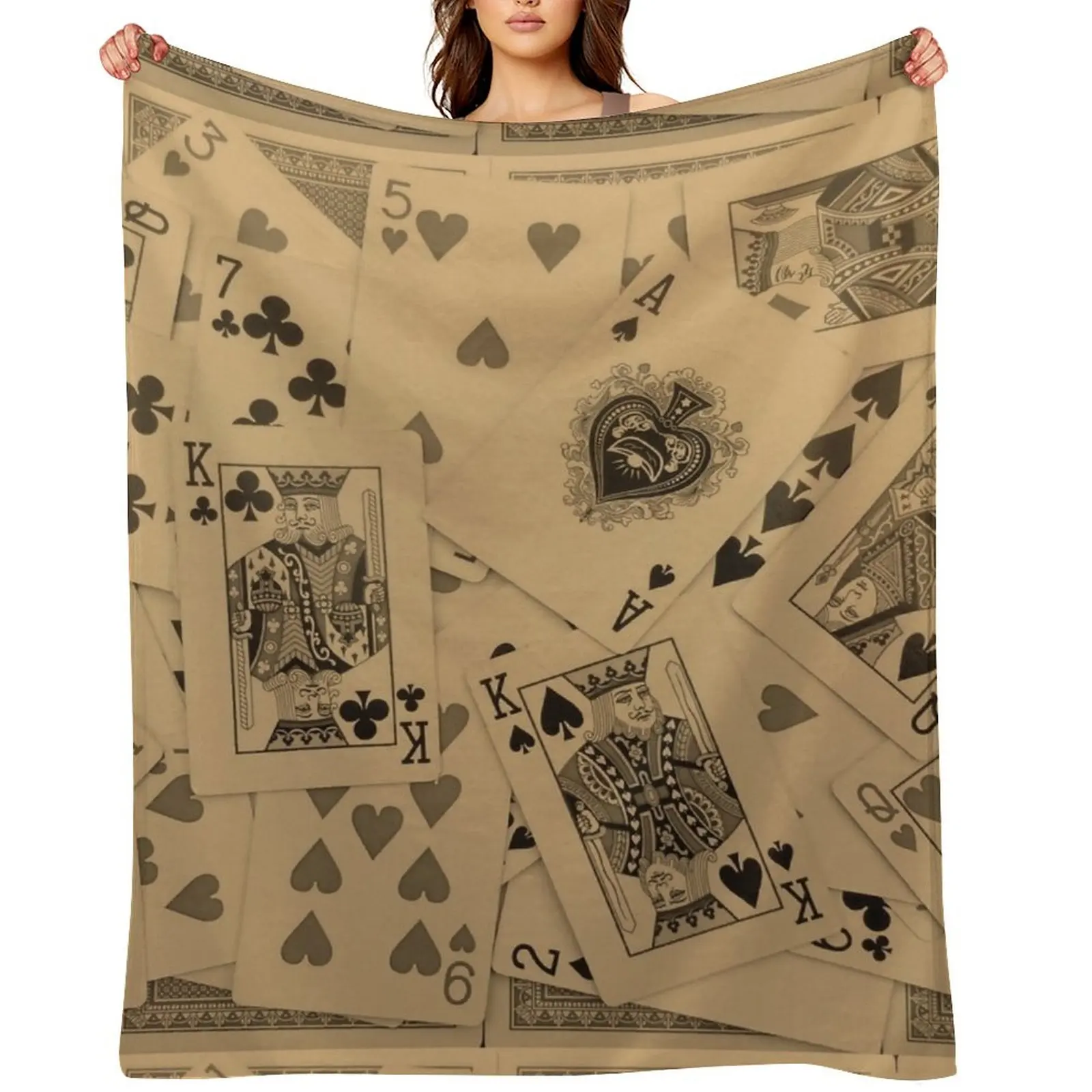 

Playing Cards Scattered Throw Blanket Flannels Furrys Single Decorative Throw Blankets