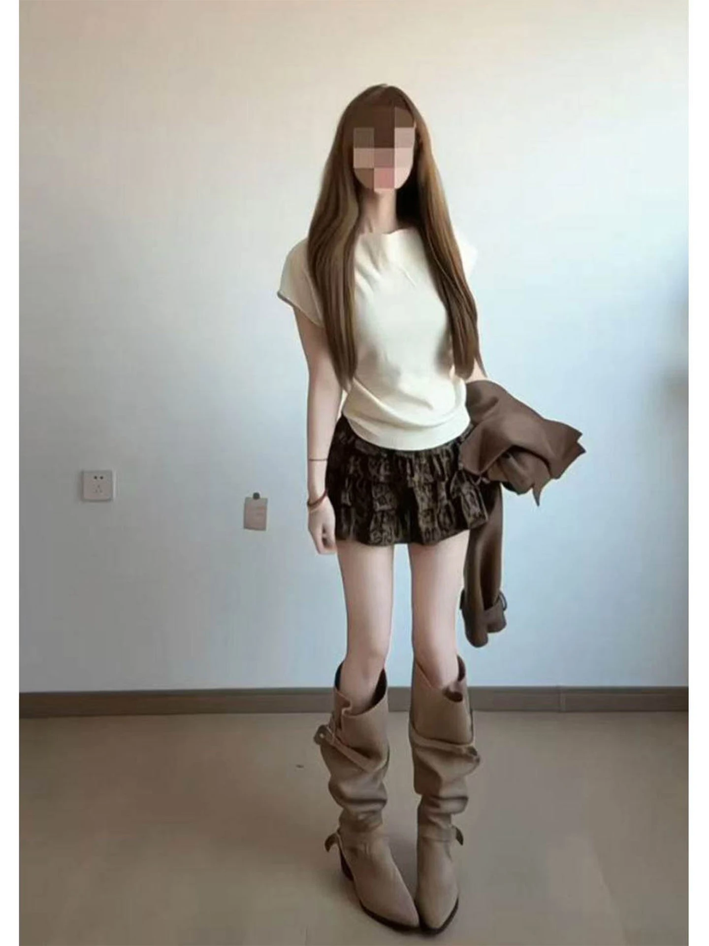 Retro Style Women's Short Skirt Leopard Print Suede Velvet Puffy Cake Half-length Spring Summer New Fashion Gored Hemline