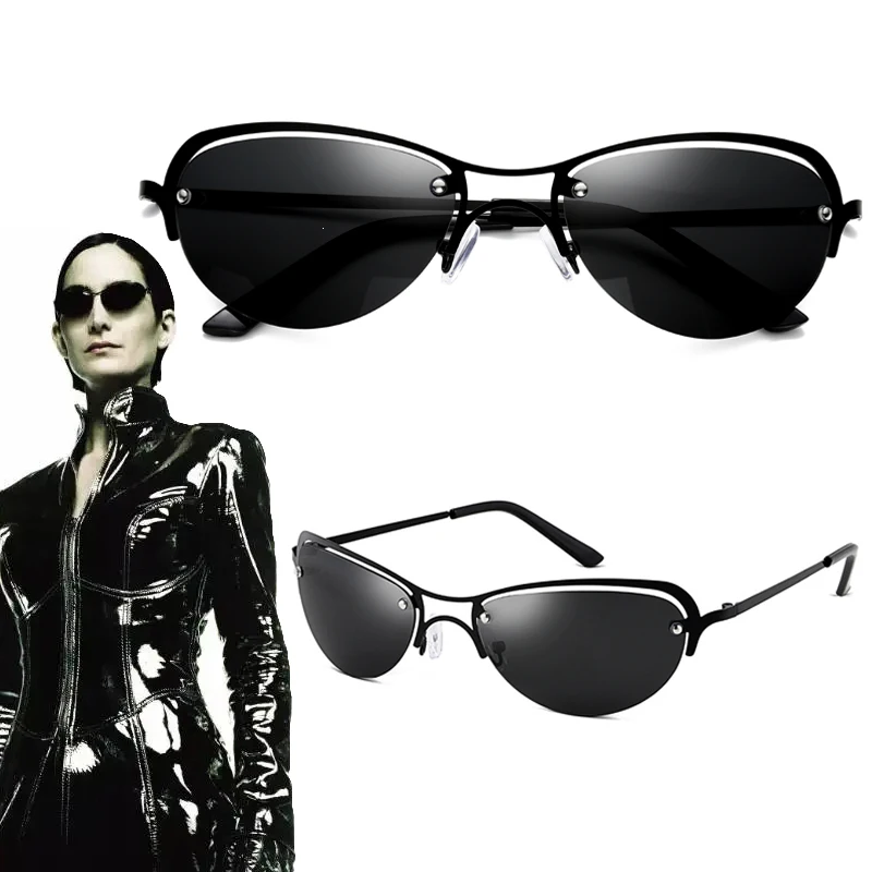 Movie The Matrix Trinity Cosplay Glasses Unisex Eyewear Frameless Eyeglasses Metal Fashion Driving Sunglasses Accessories Props