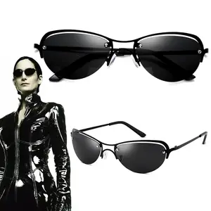 2021 Classic Round Clip On glasses Matrix Morpheus Sunglasses Matrix Sunglasses Movie sunglasses rimless sunglasses men AliExpress