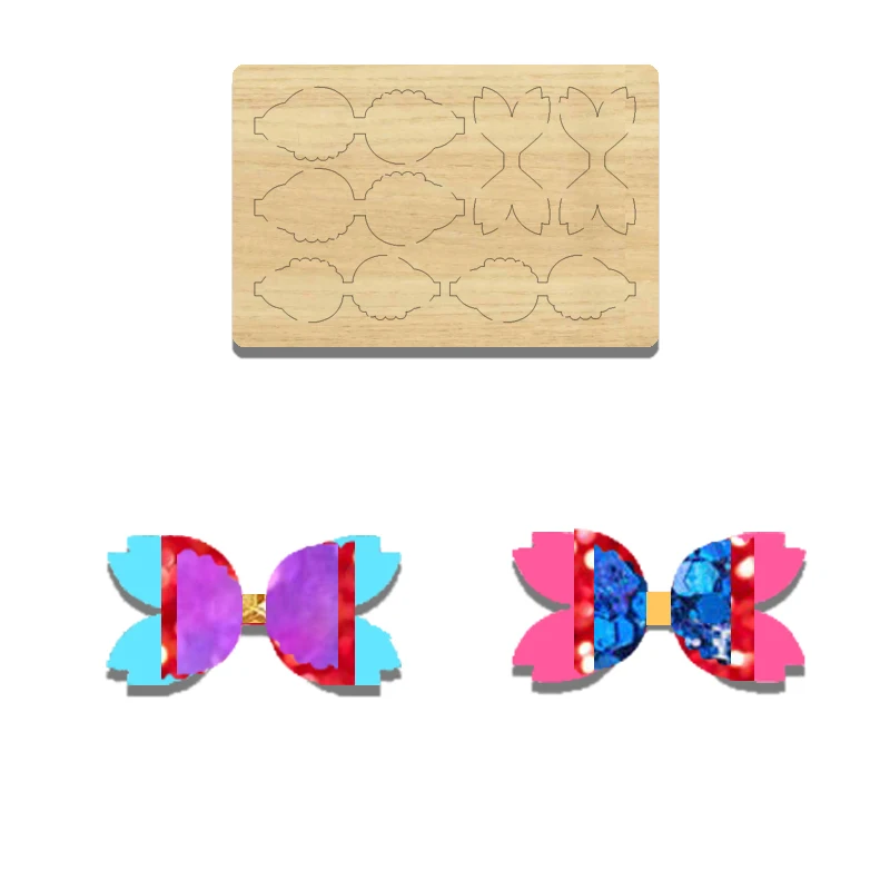 Wood Cutting Die for Asymmetrical Cloud Bow Hairpin, Suitable for Most Machines, BD29