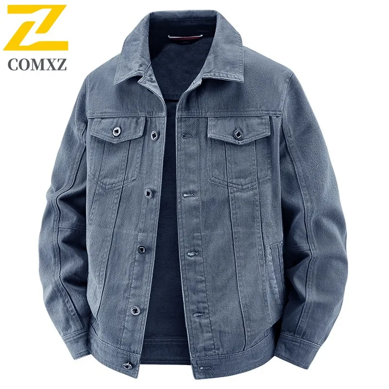 

COMXZ 2025 Ретро мужская свободная вельветовая хлопковая рабочая одежда с несколькими карманами, осенне-зимняя охотничья ветрозащитная модная куртка