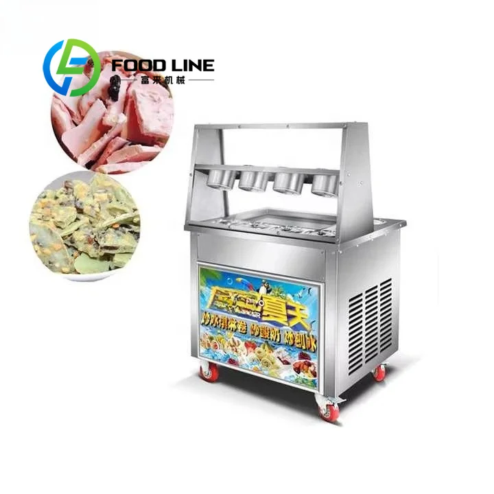 Intelligent Temperature Display Thai Ice Cream Roll Machine Real Time Cold Degree Viewing Convenient Production State Adjustment