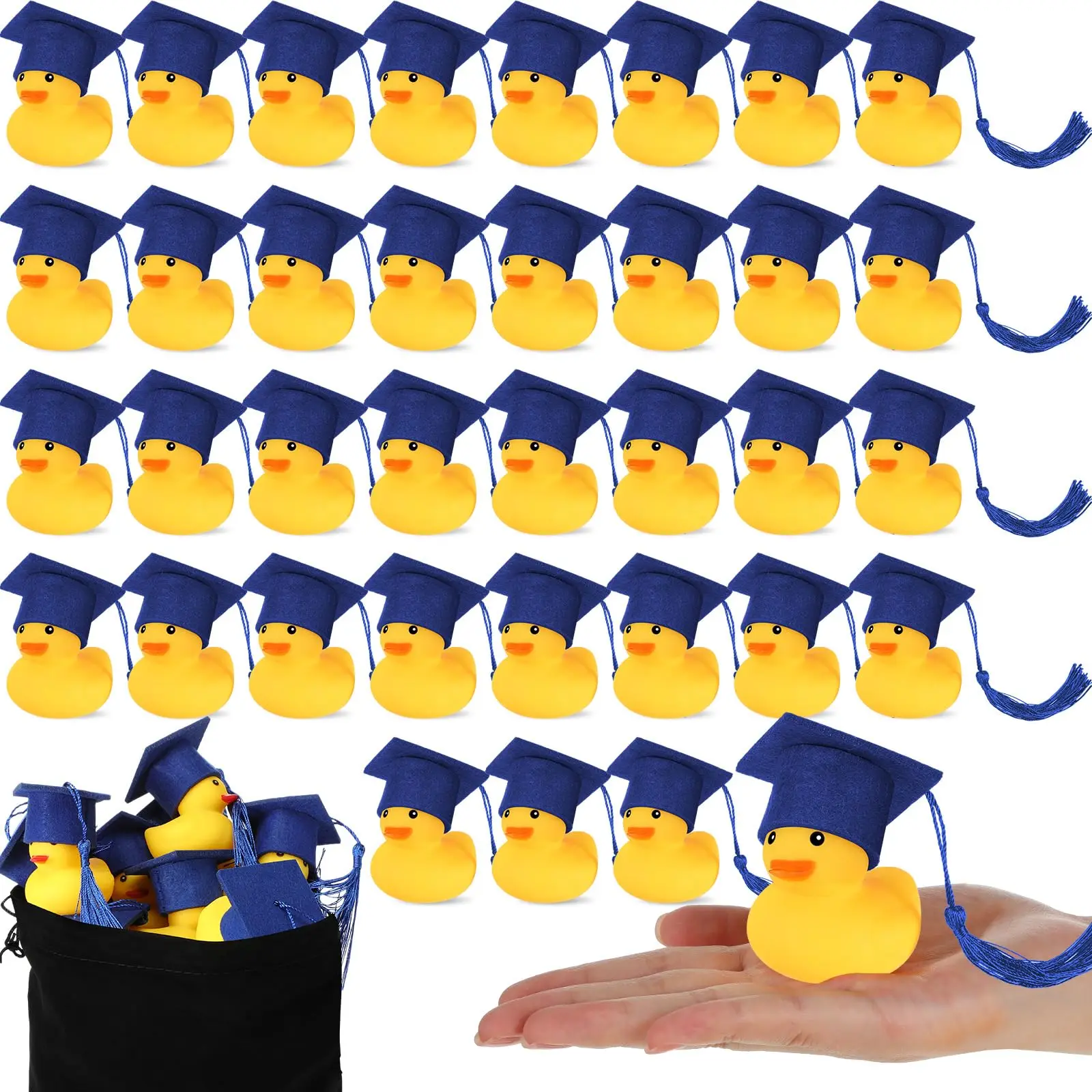 

Graduation Rubber Ducks with Grad Cap Grad Rubber Duck Grad Party Bath Duck with Storage Bag for Student Grad Gifts Party Favor