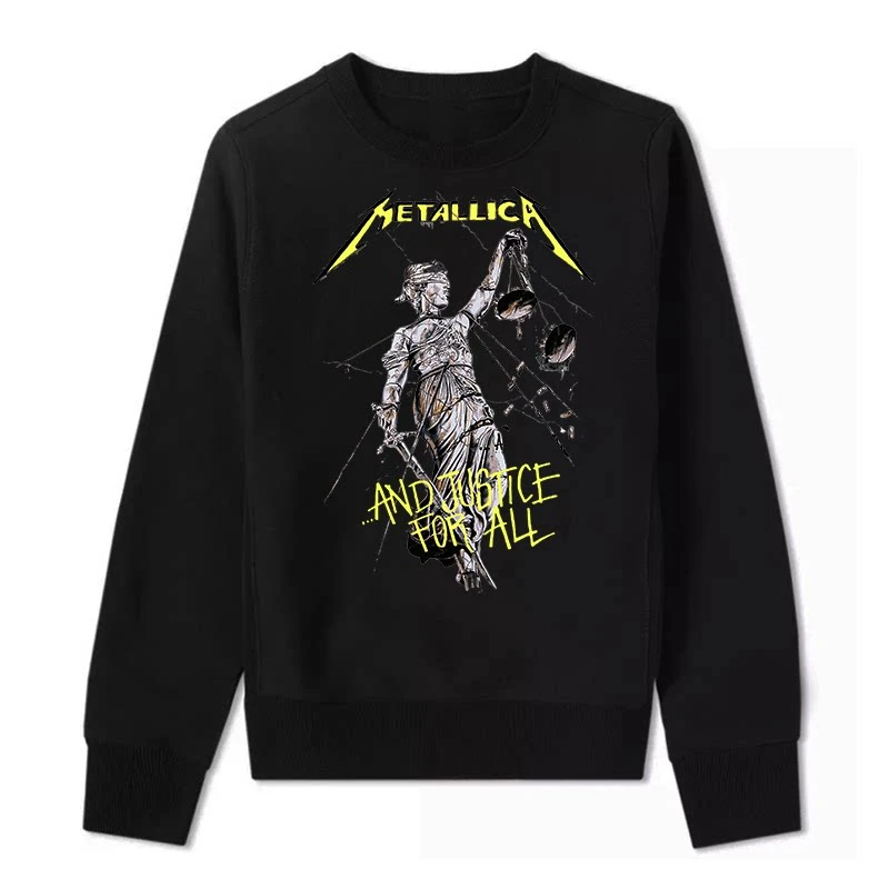 Y2k Sale Winter/Spring Metallica - The King of Metal Rock-Punk Sudadera con capucha y cuello redondo de manga larga para hombre