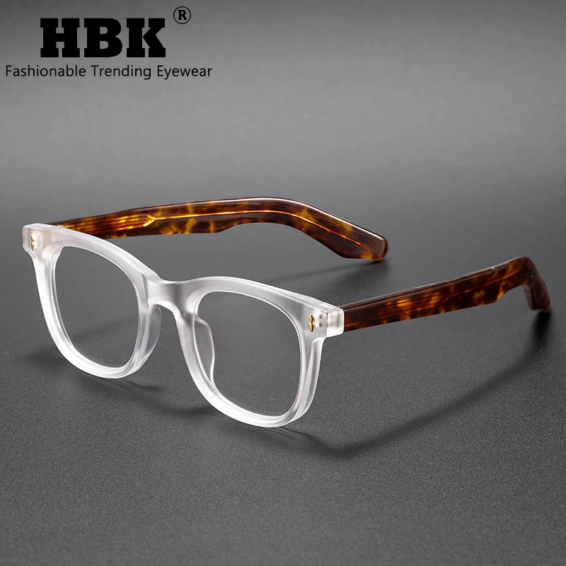 

HBK Fashion Men Round Eyeglass Brand Design High-Quality Tr-90 Frame Acetate Core Insert Leg Women Anti Blue Light Glasses