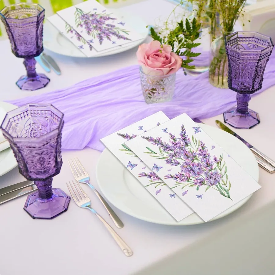 100 Pack Floral Napkins  Paper Hand Towels 2 Ply Decorative Dinner Guest Towels Flower Cocktail Napkins for Bathroom Toilet Pow