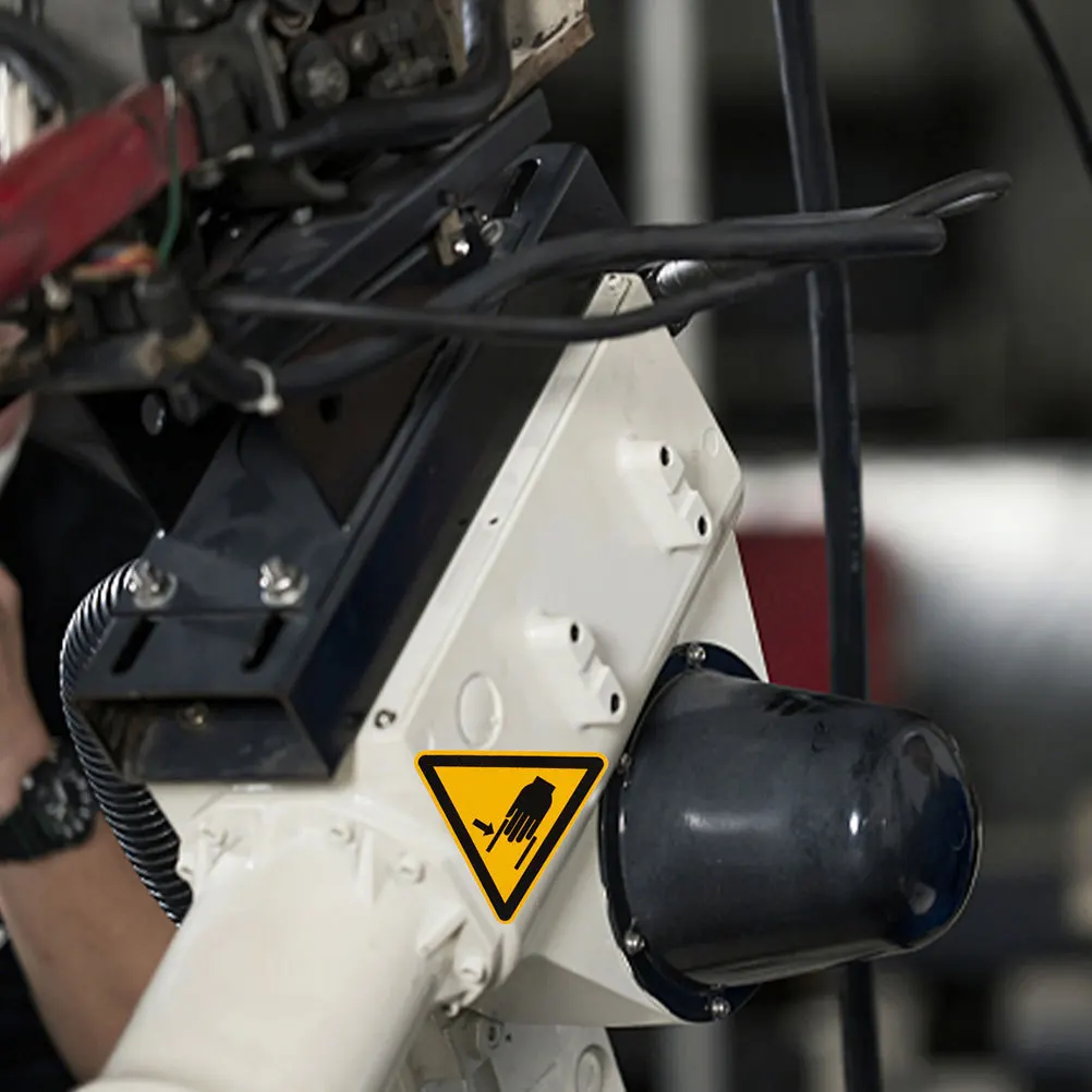 8 قطع من ملصقات تحذير الآلات، شارات أمان مقاومة للماء للمعدات، علامات سحق اليد، ملصقات سهلة الاستخدام للمصنع #5