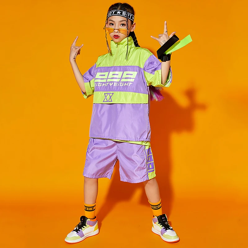 Street Hip Hop Clothes For Kids Girls Tops Loose Pants Hip Hop Suit Ballroom Modern Dancing Costume Jazz Performance Wear BL6088