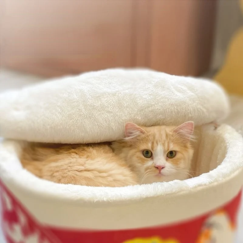 Trendy And Creative Instant Noodle Autumn Winter Dog In All Seasons Warm Enclosed Cat Sleeping Pet Litter