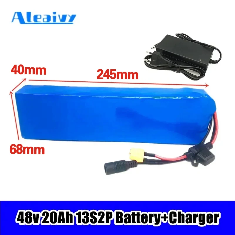 48V 20Ah Battery Pack 18650 Lithium-ion Battery Pack 13S2P Conversion Kit Octagonal 500W 750W And 54.6V 2A Charger+XT60 Plug