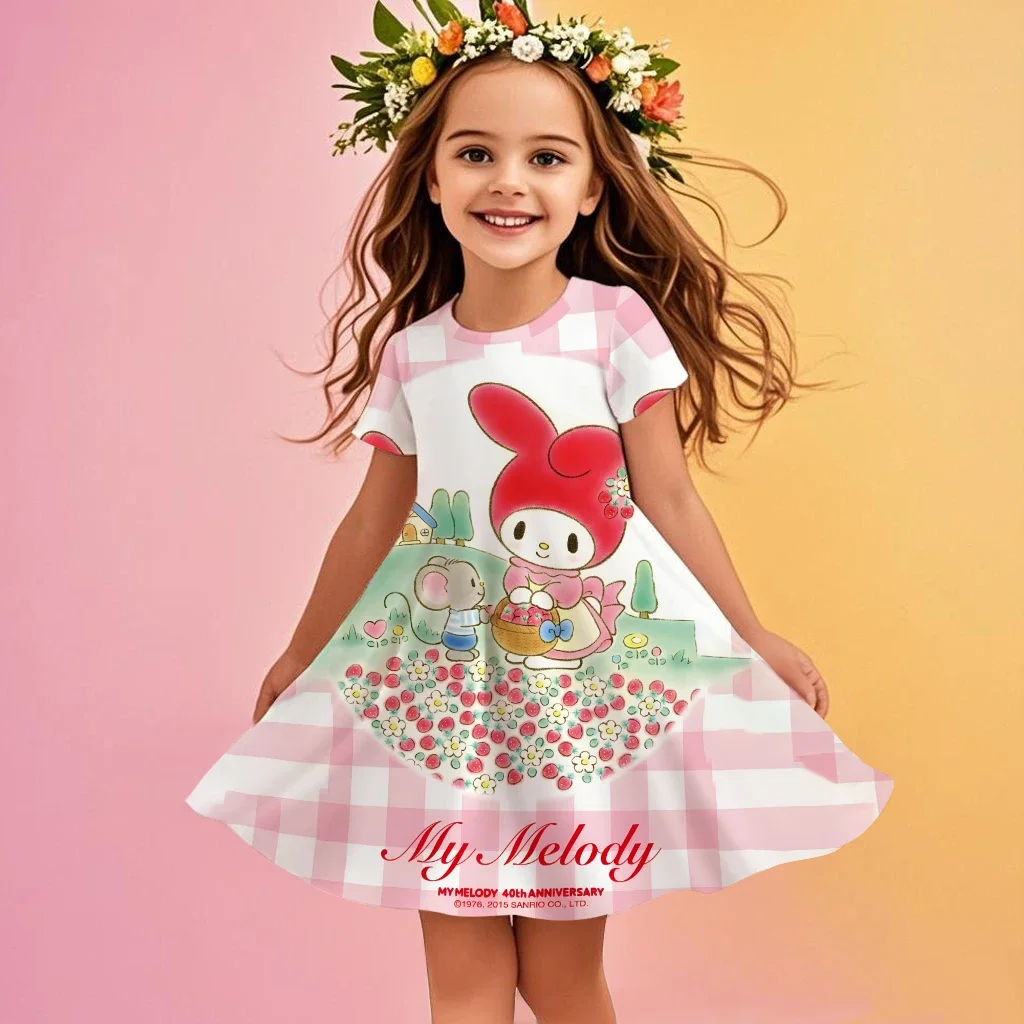 

New Summer Girl Hot Dress My Melody Cute 3D Print Children's Clothing Cute Fashion Princess Cartoon Comfortable Birthday Gift
