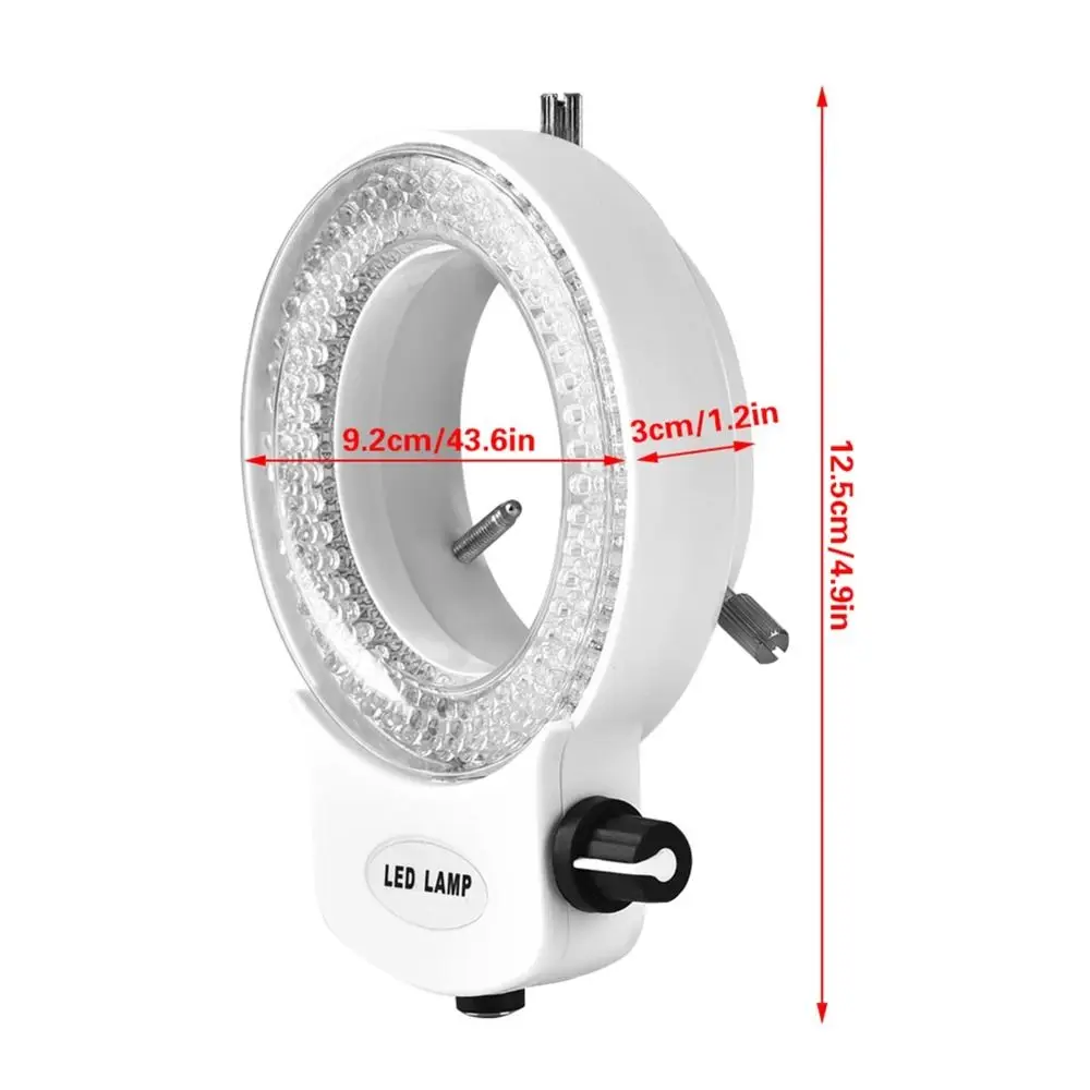 Black White Microscope Ring Light Adjustable EU/US/UK 144 LED Ring Light Non-Flickering Dimming Adjustable Illuminator