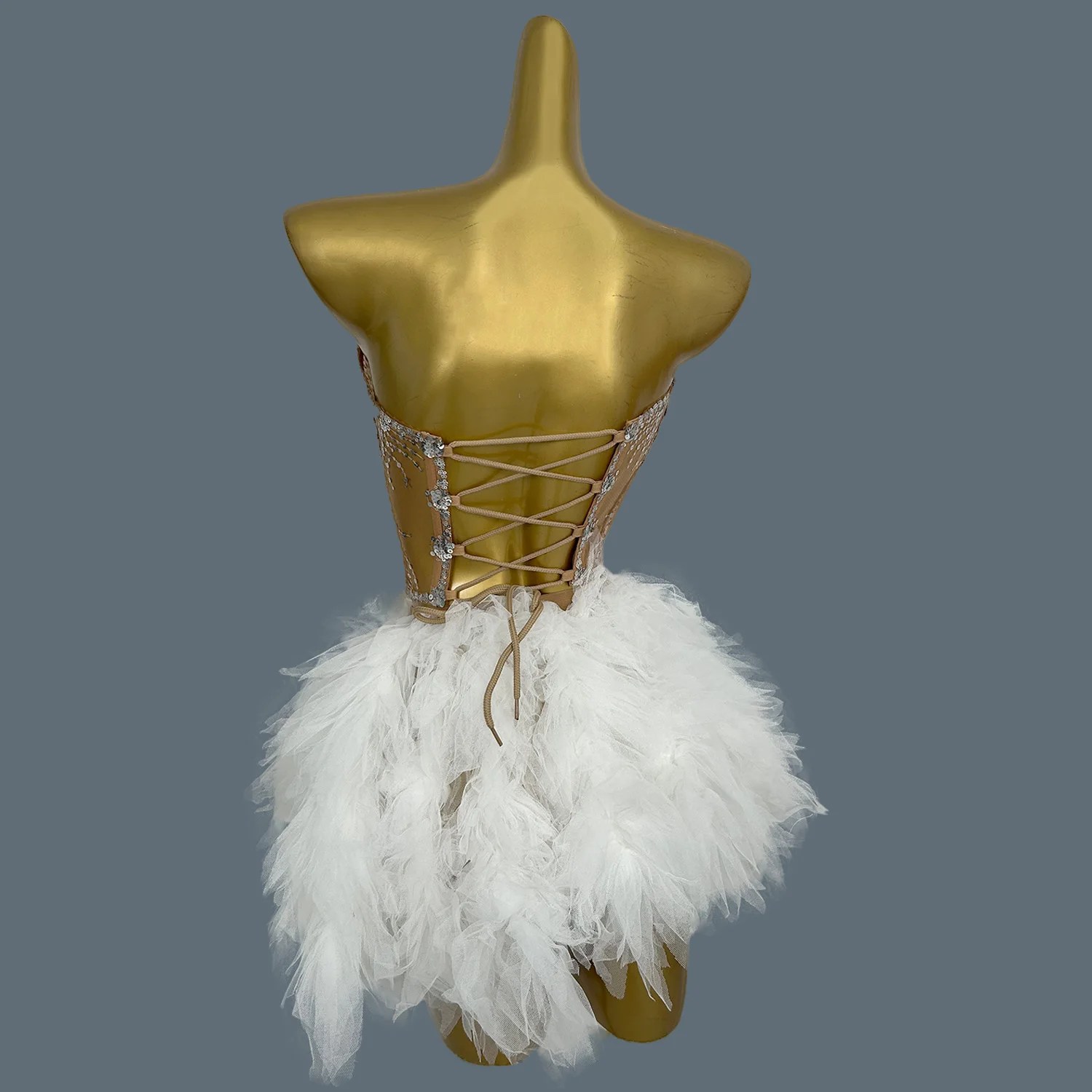 ชุดเซ็ต 2 ชิ้น เสื้อผ้าแฟชั่นผ้าโปร่ง กระโปรงสั้น สำหรับผู้หญิง งานปาร์ตี้ งานเลี้ยงฉลองวันเกิด ถ่ายรูป ชุดเต้นรำ ชุดแต่งกายวิบวับ Baozha