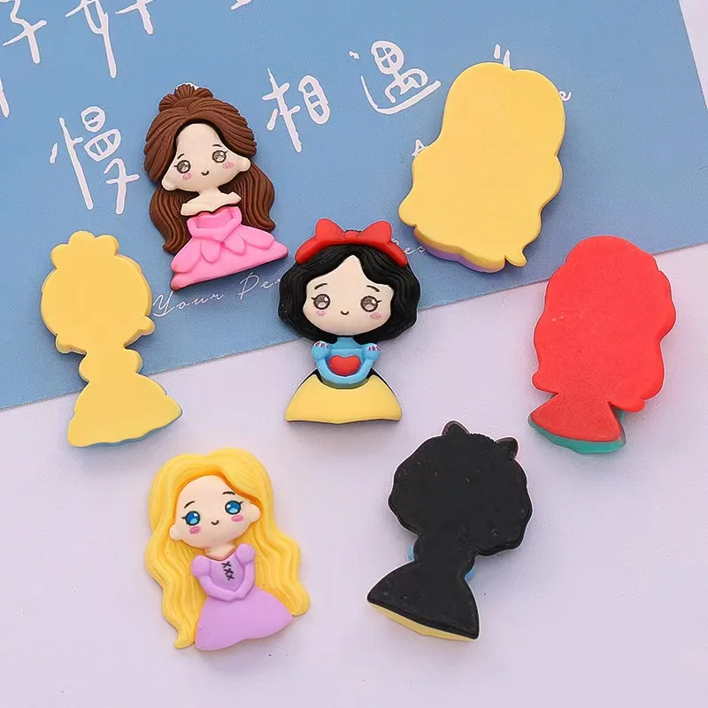 10Pcs Lovely Cartoon Princess Flat Back Resin Cabochon Hair Embellishments Ornament Applique DIY Wedding Scrapbook Craft