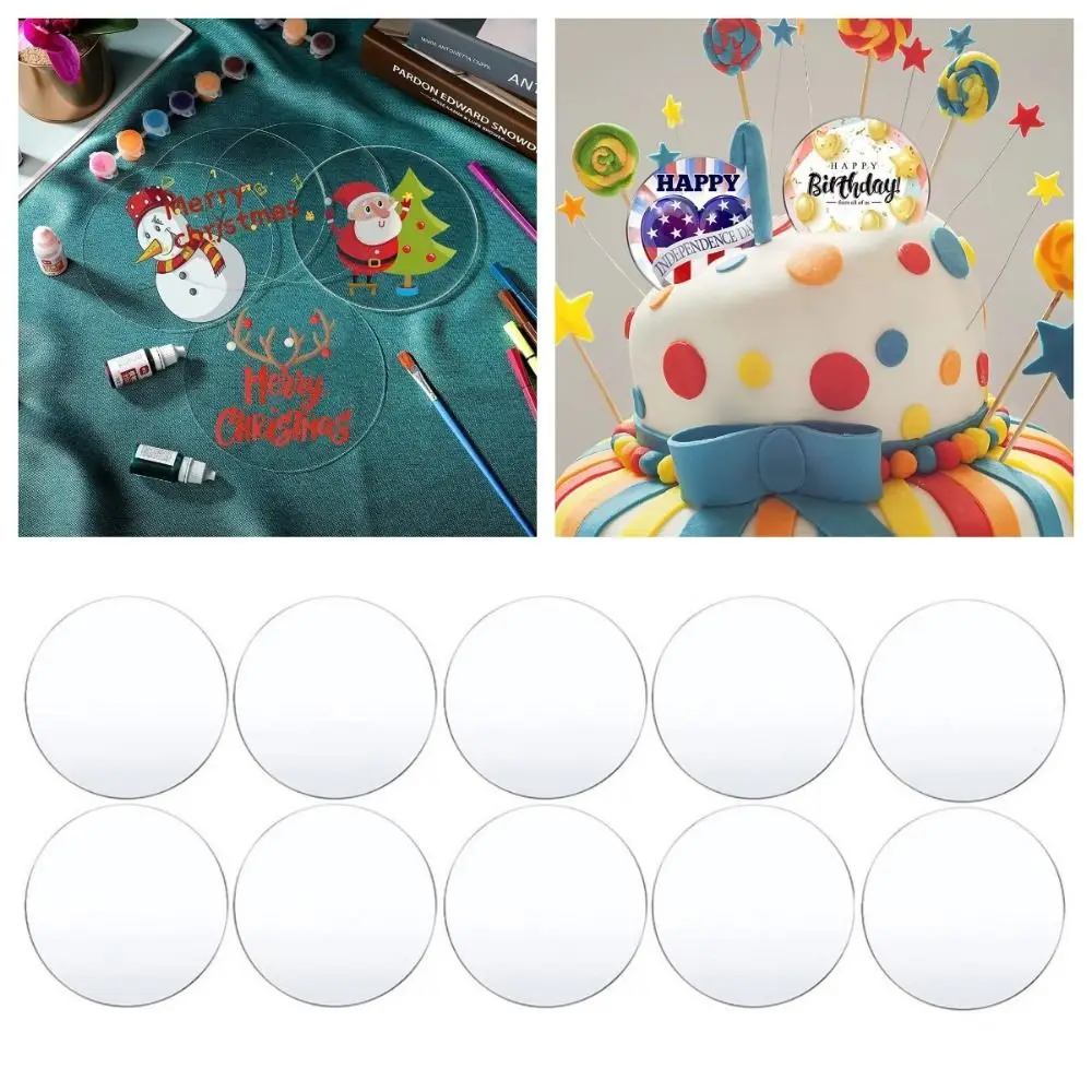 10Pcs PMMA Board Clear Acrylic Circle Discs DIY Craft Display Erasable Round Blank Plate Reusable Drawing Round Painting Panel