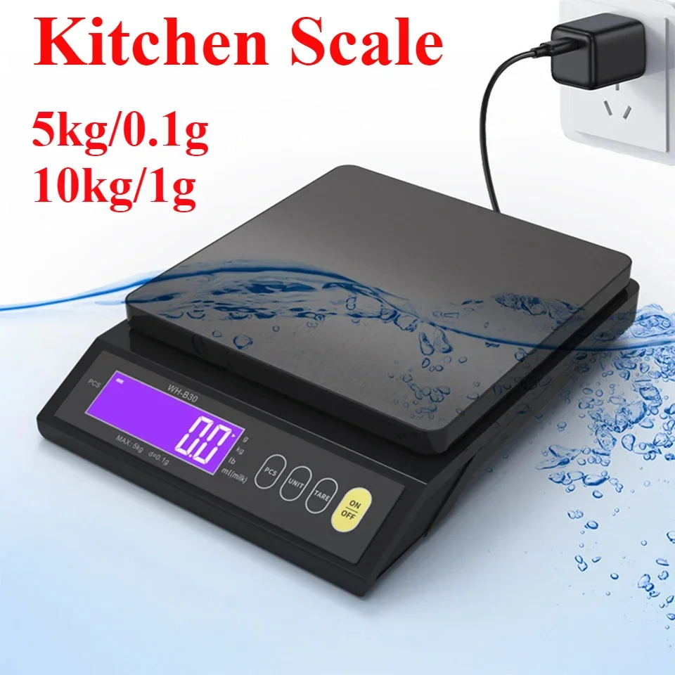 

5kg/10kg Digital Electronic Kitchen Scale Rechargeable Kitchen Measuring Scales Baking Tool with LCD Display Kitchen Accessories