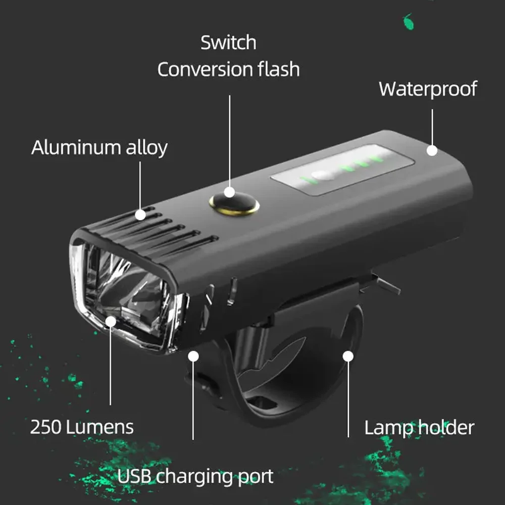 Smart Sensor Bicycle Head Front Light MTB Road Bike Cycling Waterproof USB Charge Anti-glare LED Light Type-C Charging 2000 mAh
