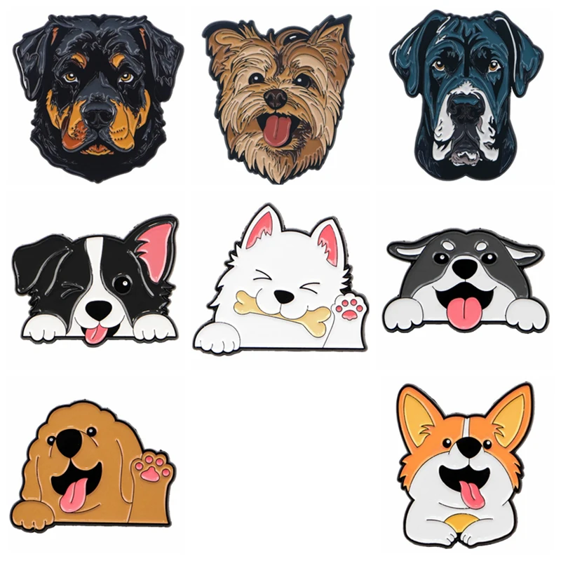 الكرتون لطيف كلب سلسلة الحيوان بروش شارة الملابس عودة التعبئة والتغليف اكسسوارات DIY بها بنفسك قبعة وشاح اكسسوارات هدايا العيد