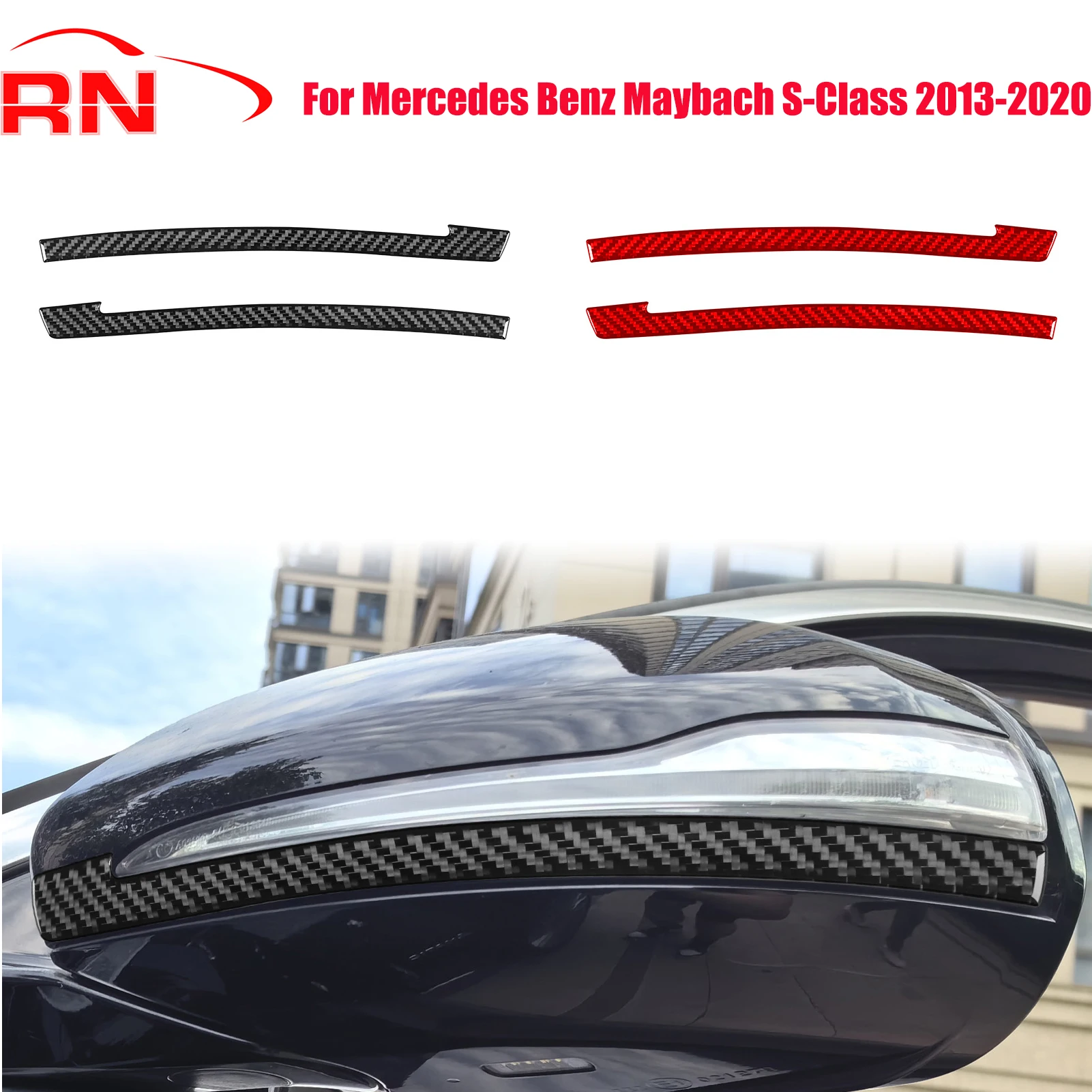 

For Mercedes Benz Maybach S-Class 2013-2020 Modified Carbon Fiber Car Mirror Anti-Scuff Bezel Interior Decoration Sticker