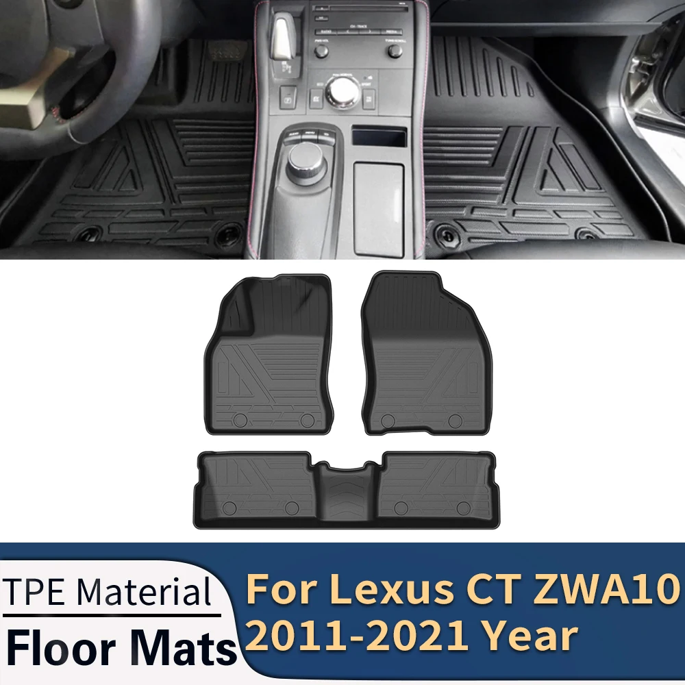 For Lexus CT ZWA10 2011-2021 Auto Car Floor Mats All-Weather TPE Foot Mats Odorless Pad Waterproof Tray Mat Interior Accessories