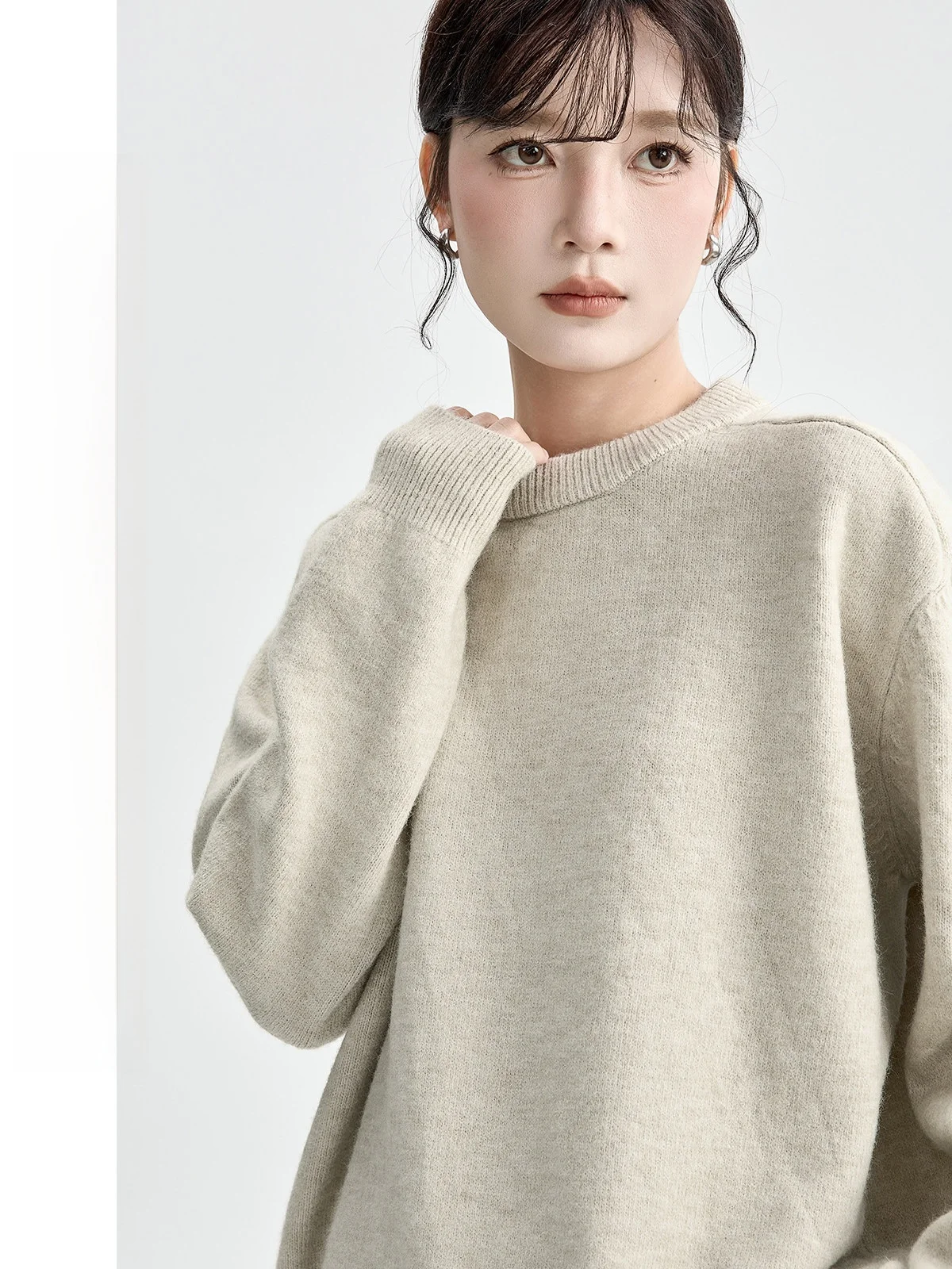 

Женский вязаный свитер Guier с круглым вырезом, свободного кроя, повседневный, универсальный, зимний, модный, для поездок на работу, с длинными рукавами, теплый, согревающий