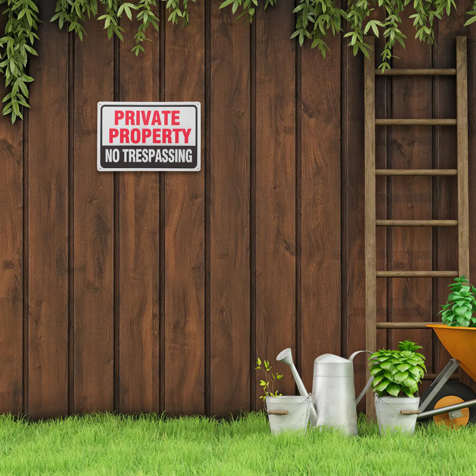 2Pcs Private Property No Trespassing Sign Waterproof Metal Safety Caution Notice Board Outdoor Security Warning Label for Home