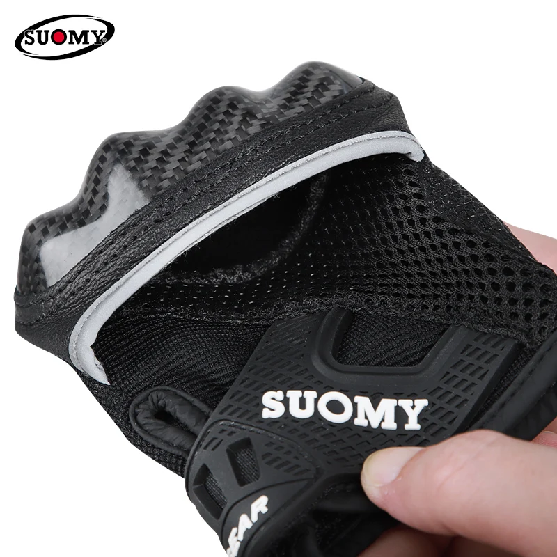SUOMY Carbon Fiber Shell Summer Motorcycle Gloves Breathable Mesh Touchscreen Motocross Riding Gloves