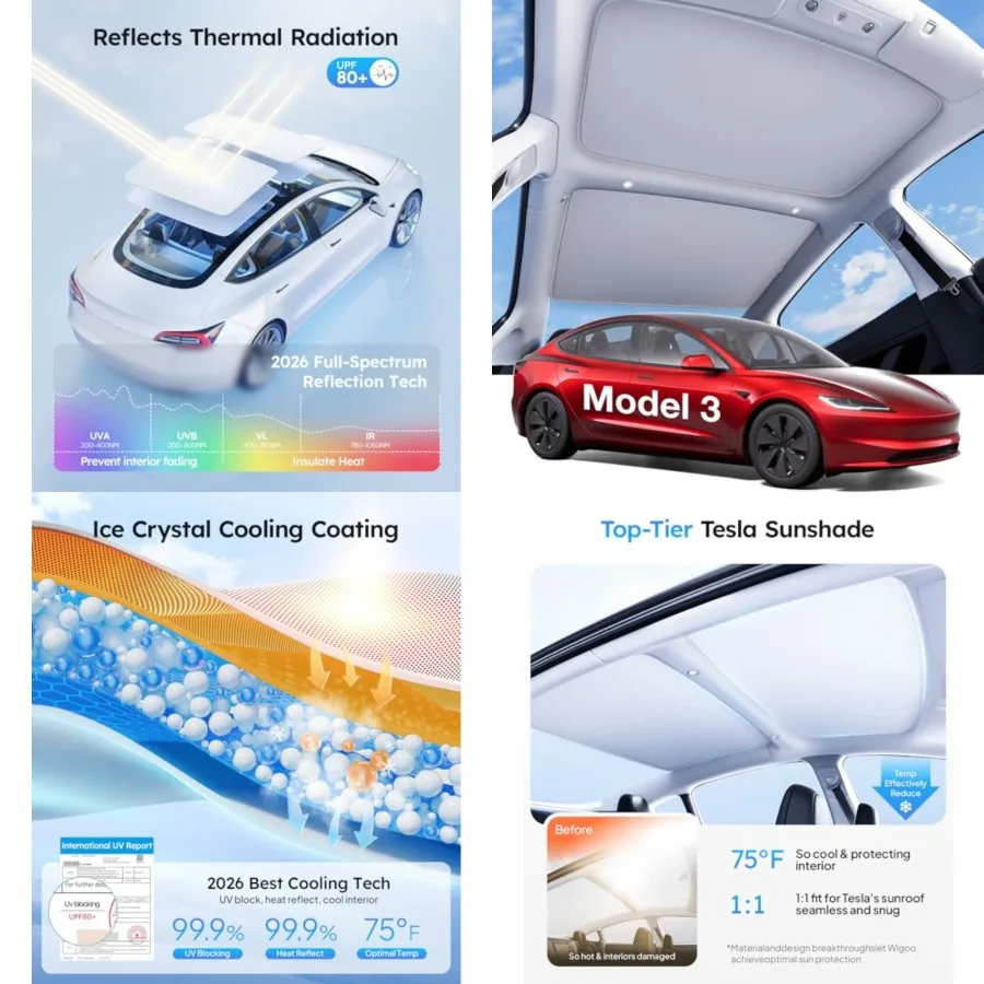 

Tela unhade Roof [Never ag, Nano Ice-Crystal Coatings] 3-Gen Heat Insulation Glass Roof Sun Shade, Acceorie for Tela 20202026 H