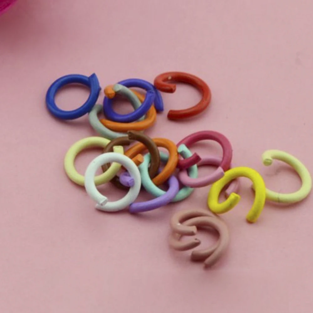 100pcs/lot 1.2x8mm Colorful Metal DIY Jewelry Findings Open Single Loops Jump Rings & Split Ring for jewelry making