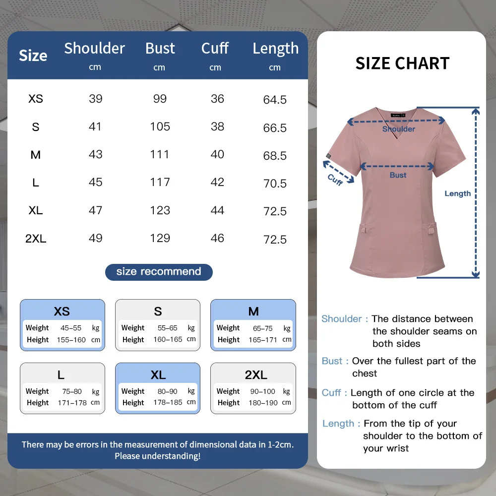 Medizinische Arzt Bluse Zahnarzt Overalls Krankenschwester Uniform Frauen Kurzarm Pflege Scrubs Tops Schönheit Salon Uniform Scrubs Bluse