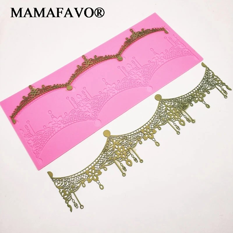 Silicone Crown Lace Cake Mold Fondant Cake Imprint Mold Flower Rattan Embossing Edge Mat For Wedding Cake DIY Decoration K674