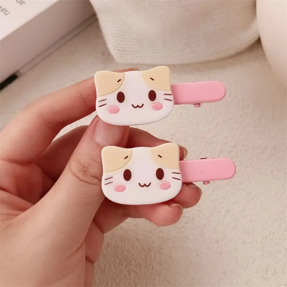 2pcs/set Woman Kawaii Korean Cute Cartoon Cat Hairpins for Children Acrylic Hair Clip Girls School Hair Headwear Accessories
