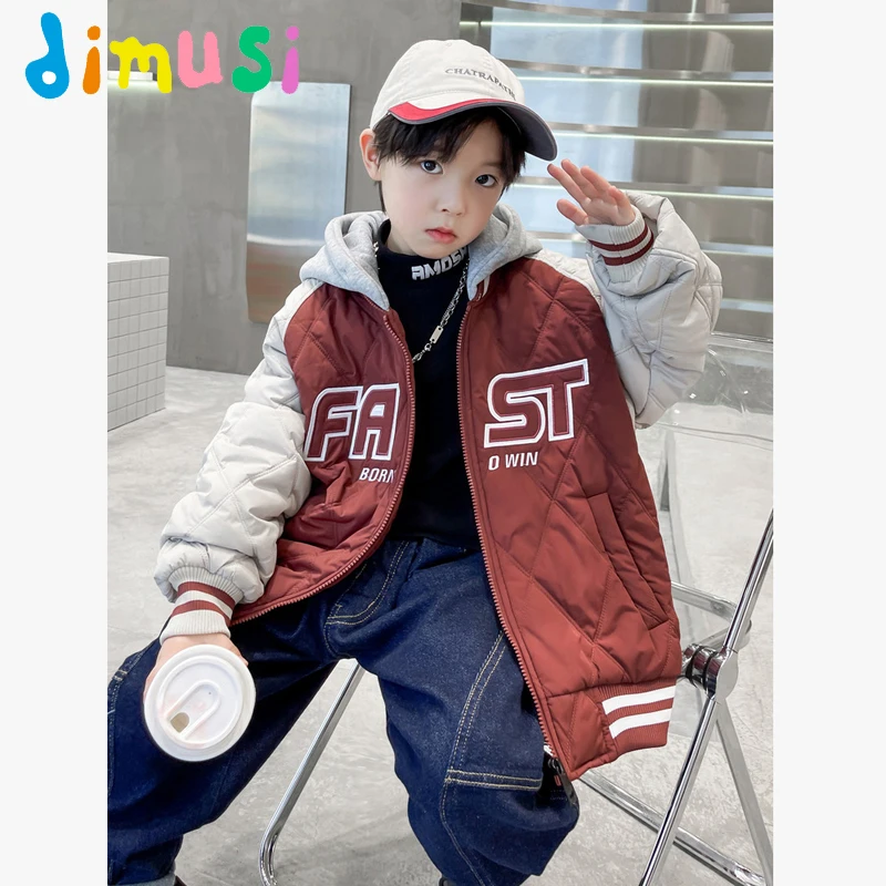 Winter Kids Jacket Outdoor Casual Thick Hooded boys Baseball Clothing Fashion Warm Sports Cotton Padded Caot Children's Clothing