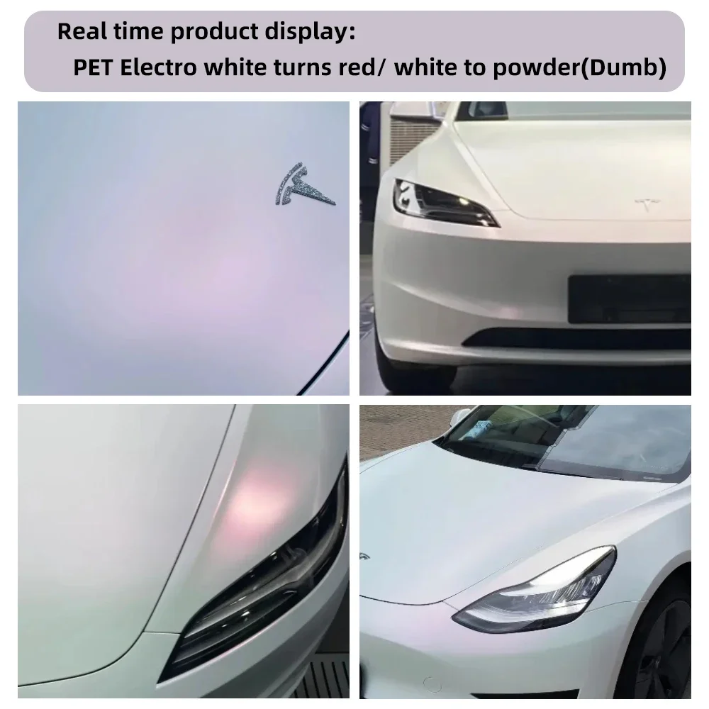 Matte White to Red Color Shift Car Vinyl Wrap Self Adhesive Air Release Bubble Free Full Body Sticker 1.52x18m view 4