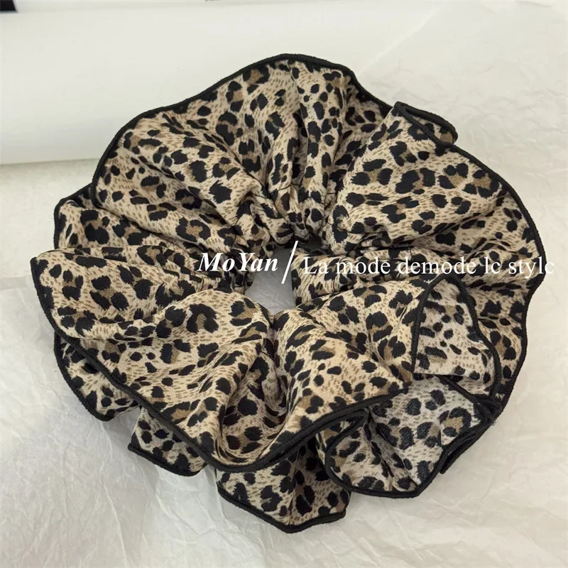 Retro fashion leopard print large intestine hair band high sense foreign style head flower large hair rope ponytail head rope