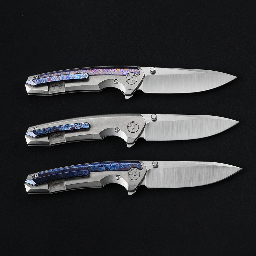 INFINITE Tattoo Folding Knife M390 Blade Titanium Handle Camping Hunting pocket kitchen Fruit Knives EDC tool