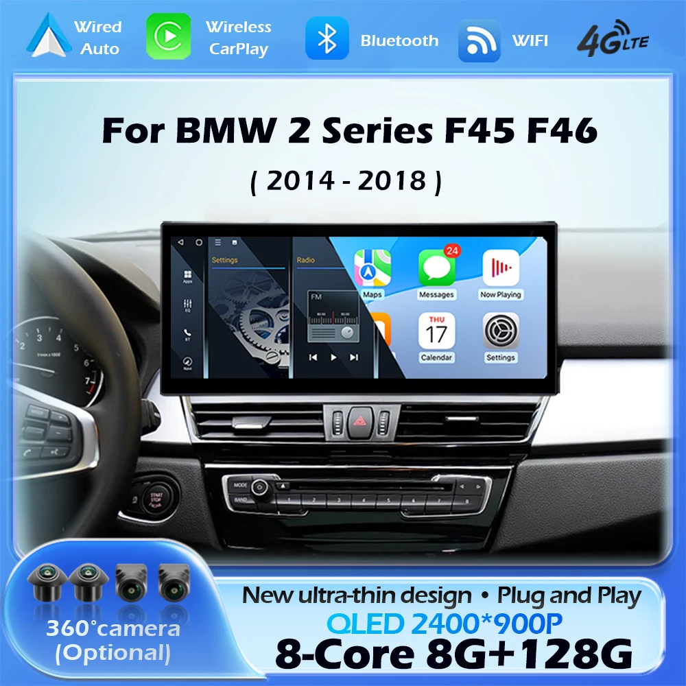New Upgraded Ultra-Thin Car Radio Multimedia For BMW 2 Series F45 F46 2014 - 2018 NBT EVO System Android Auto CarPlay WIFI QLED