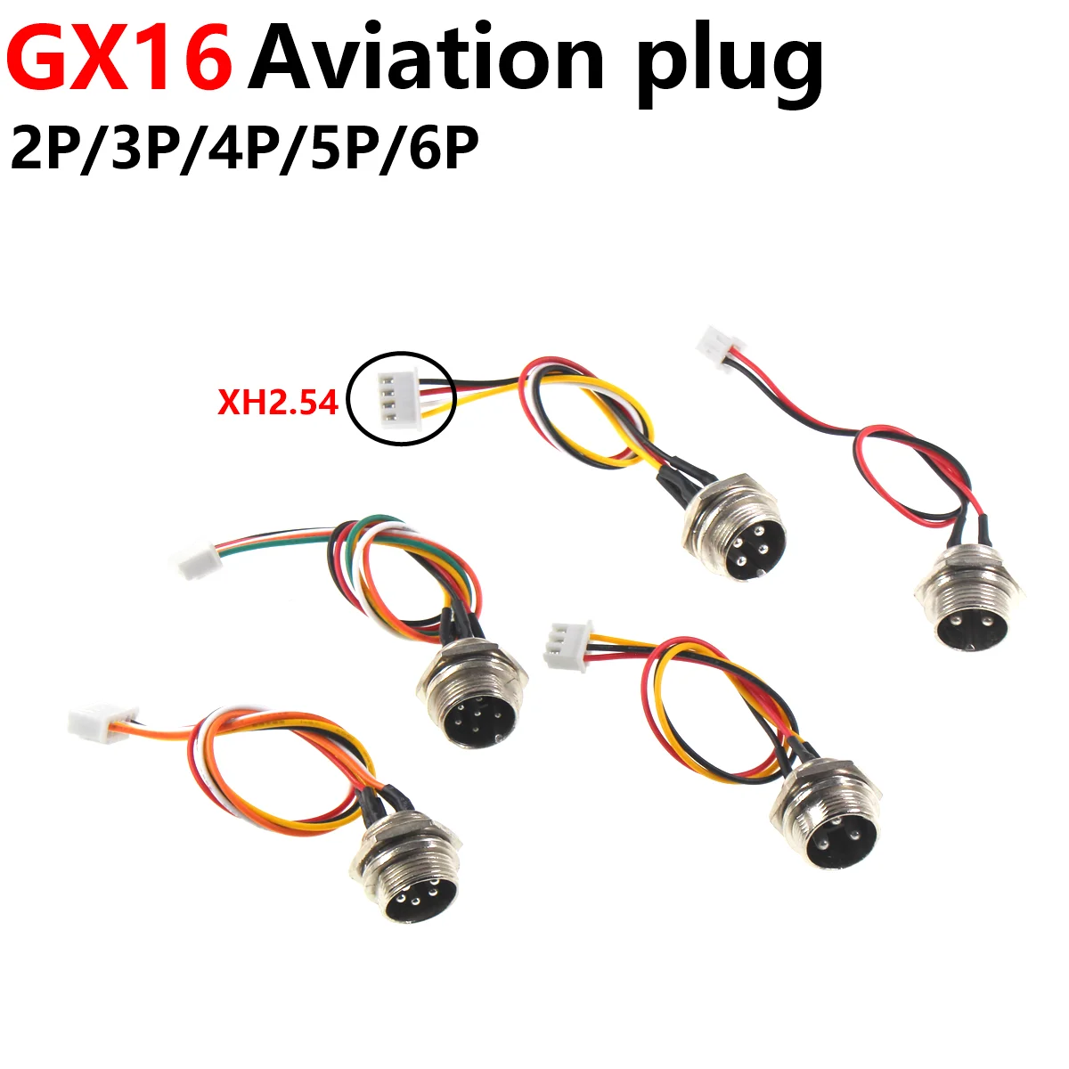 

2pcs GX16-2P/3P/4P/5P/6P Aviation plug with cable socket plug to XH2.54 terminal cable connection cable conversion cable