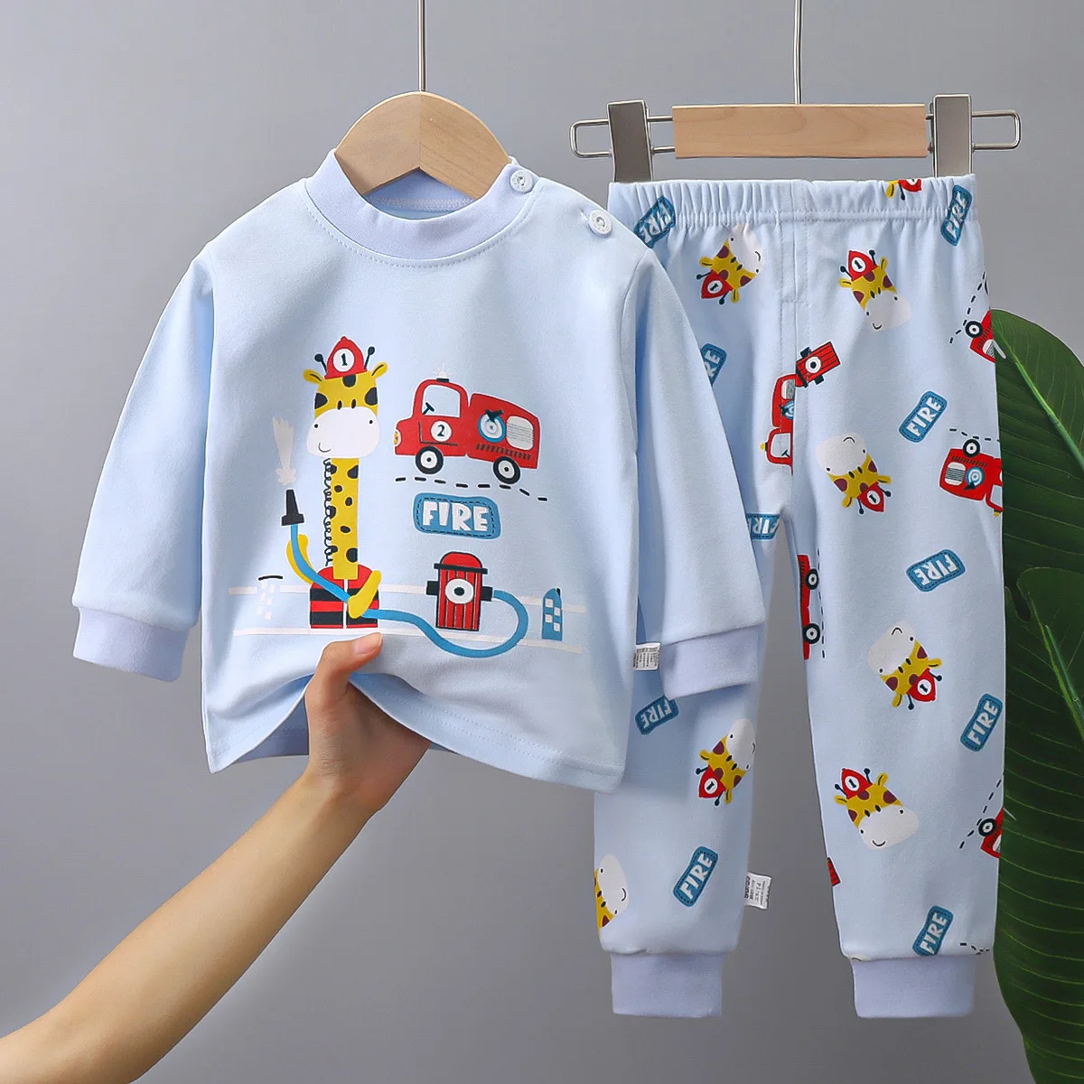 New Boys Girls Cotton Underwear Two-piece Set Autumn Winter Pajamas Loungewear Warm Cute Cartoon Pattern Children\'s Clothing Kid