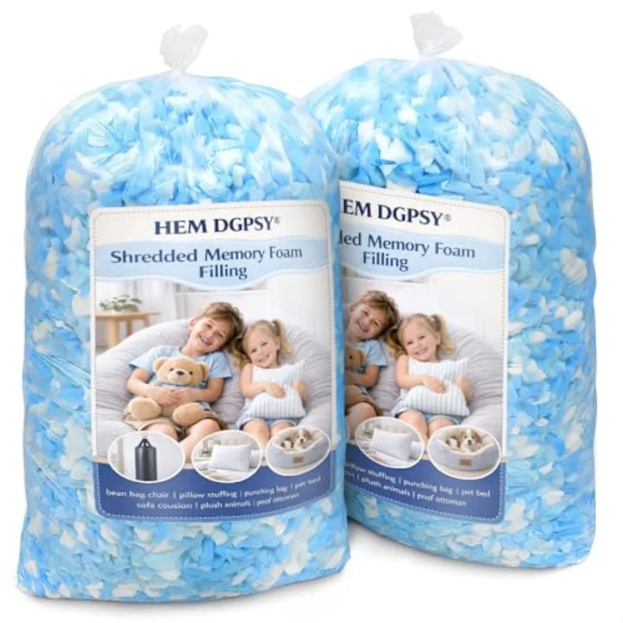 

Shredded Memory Foam Filling Bean Bag Filler Soft Pillow Stuffing Refill for Punching Bag Couch Cushion Dog Bed Pouf Arts and C