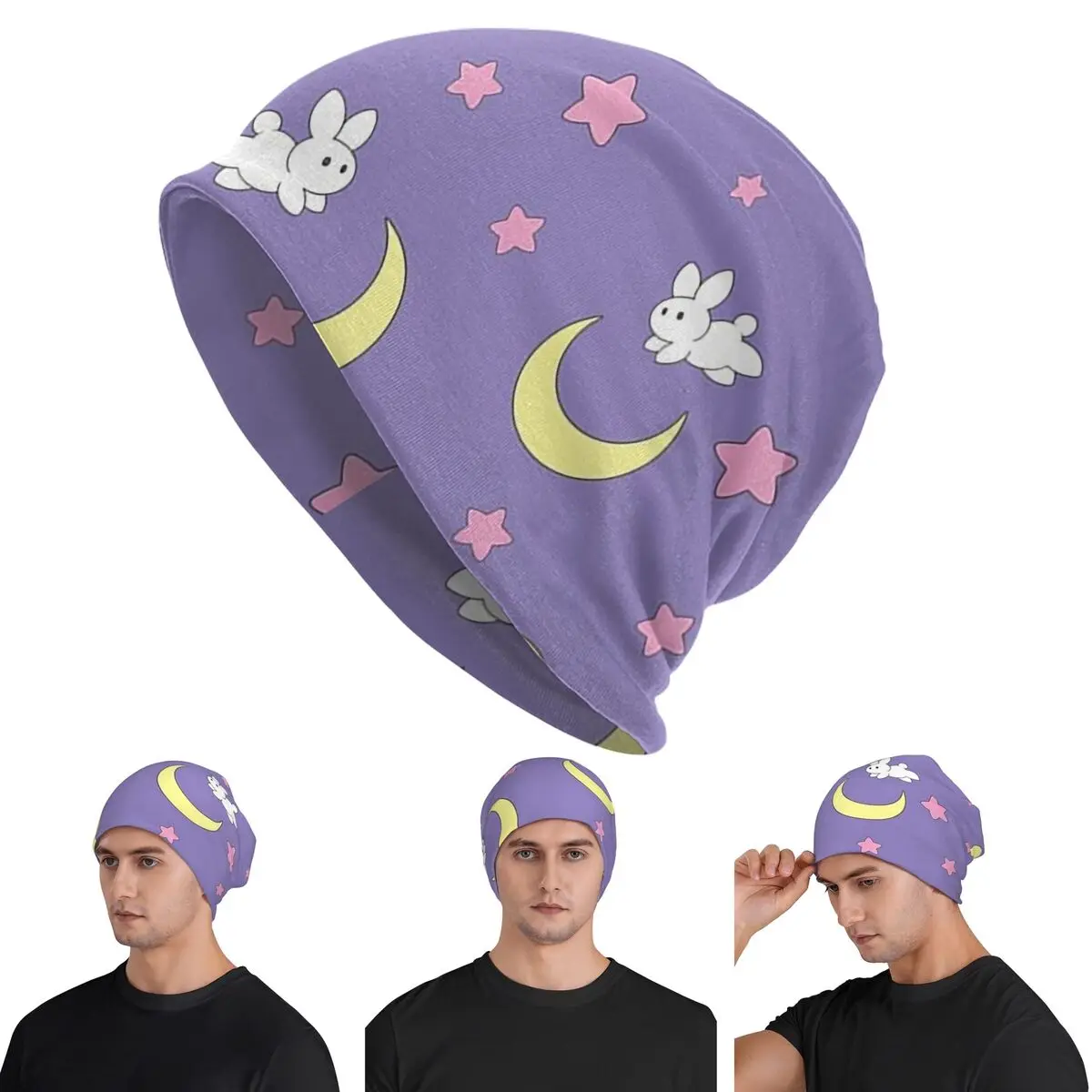 أرنب القمر Skullies Beanies القبعات الدافئة الخريف الشتاء في الهواء الطلق قبعة محبوك قبعات بونيه للرجال النساء الكبار