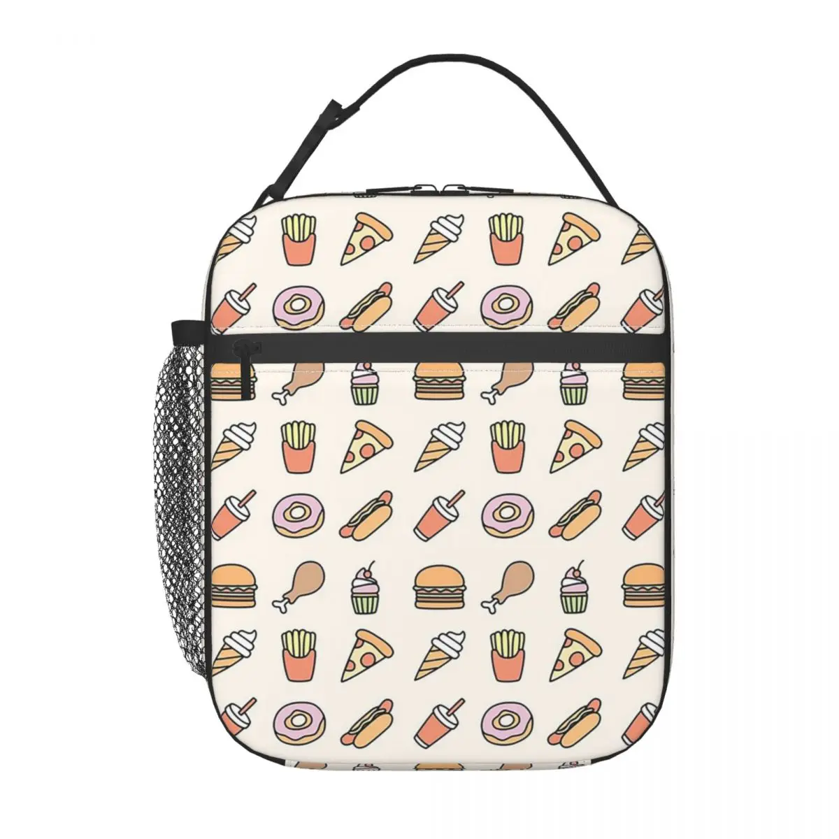 Cartoon Donut Ice Cream Pattern Insulated Lunch Bag for Women Kids Portable Food Boxes Thermal Lunch Box Tote