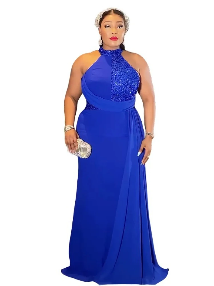 

plus Size African Party Dress Elegant Sequin Dashiki Maxi Gown for Women Muslim Wedding Evening Outfit 2025 Fashion