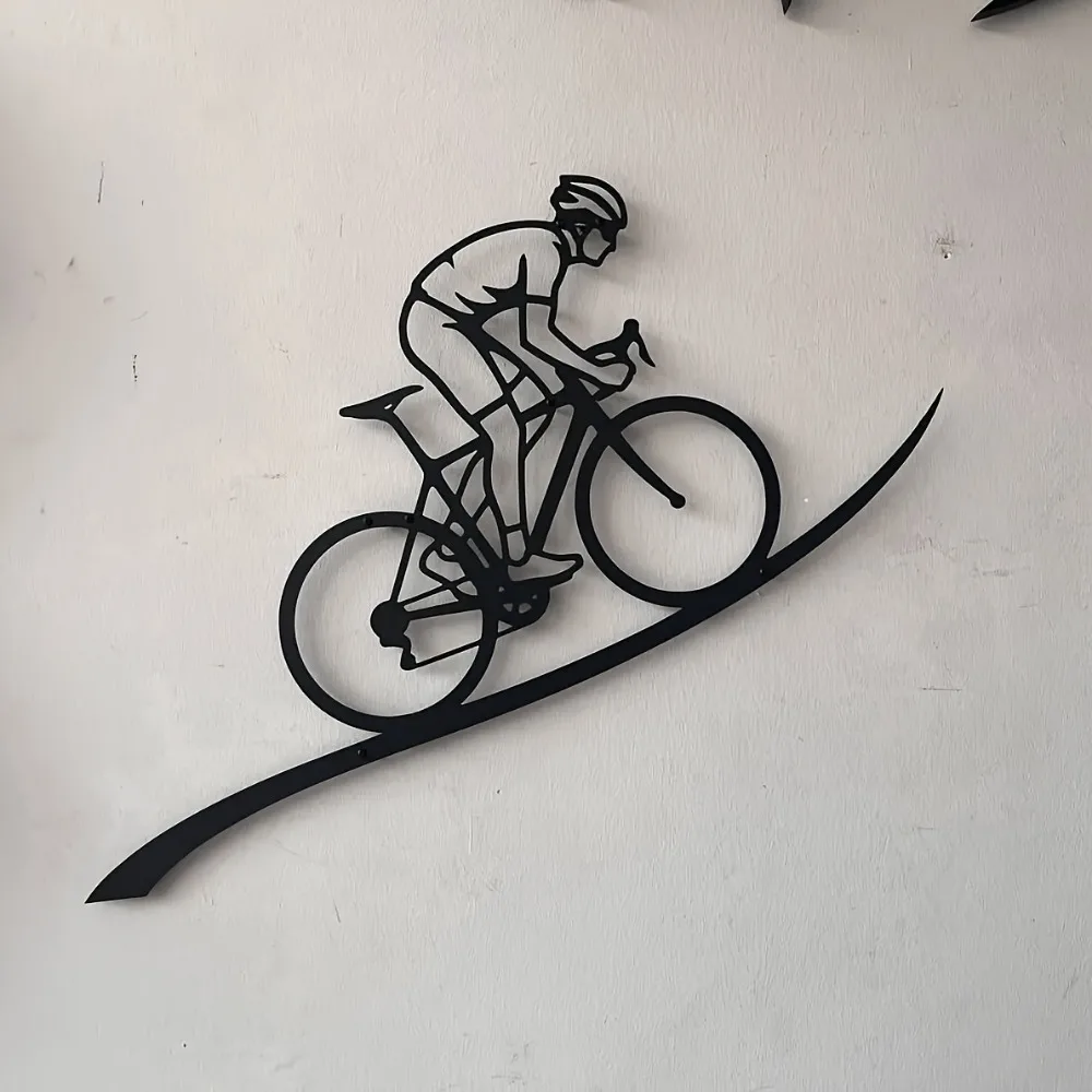 CIFBUY Cyclist Metal Wall Art Iron Minimalist Silhouette Sign Waterproof Durable Decor for Home Living Room Bedroom